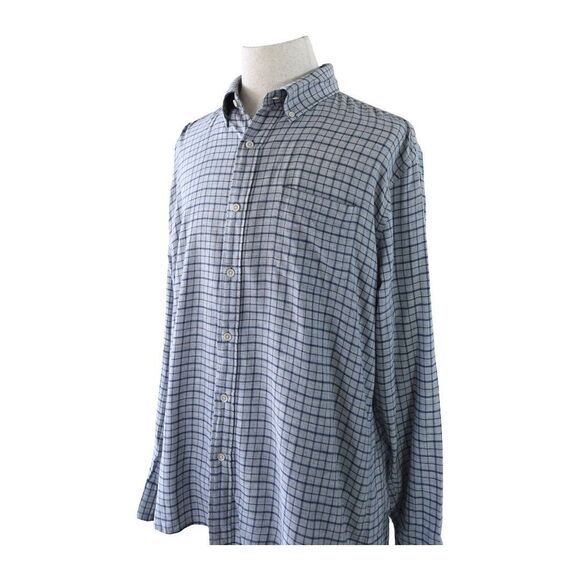 Faherty Brand Blue Gray Check Button Down Shirt Men’s XL 100% Cotton Soft Flanne - Picture 3 of 10